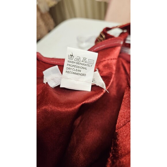 NWOT Anny Lee Red Sleeveless V Neckline Zipper Embroidered Women's Dress Size L - Picture 7 of 7